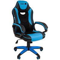 Кресло игровое Helmi HL-S16 "Pilot", экокожа, черная/синяя, механизм качания фото Кресло игровое Helmi HL-S16 "Pilot", экокожа, черная/синяя, механизм качания