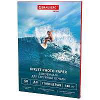 Фотобумага глянцевая, A4, 180 г/м2, односторонняя, 50 листов, BRAUBERG EXTRA, 364480