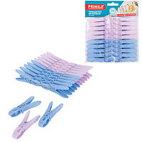 Прищепки бельевые 7,3 см, КОМПЛЕКТ 20 штук, пластик, ассорти, PRIMILA (ПРИМИЛА) CLASSIC, 700515