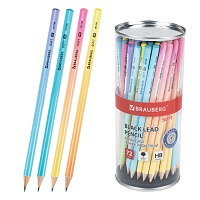Карандаш чернографитный BRAUBERG "SOFT PASTEL", 1 шт., HB, корпус ассорти, 181768