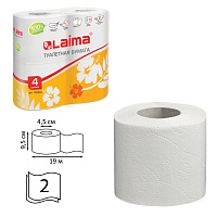Бумага туалетная бытовая, спайка 4 шт., 2-х слойная, (4х19 м), LAIMA, белая, 126904 фото Бумага туалетная бытовая, спайка 4 шт., 2-х слойная, (4х19 м), LAIMA, белая, 126904