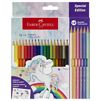 Карандаши цветные Faber-Castell "Unicorn", 18цв., шестигр., заточ.+6 паст. цв., картон, европодвес фото Карандаши цветные Faber-Castell "Unicorn", 18цв., шестигр., заточ.+6 паст. цв., картон, европодвес
