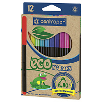Фломастеры Centropen "ECO Markers", 12цв., трехгранные, смываемые, картон., европодвес фото Фломастеры Centropen "ECO Markers", 12цв., трехгранные, смываемые, картон., европодвес