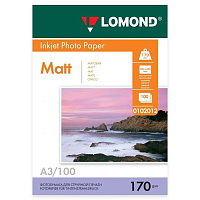 Фотобумага для цветной струйной печати Lomond двусторонняя (матовая, А3, 170 г/кв.м, 100 листов, артикул производителя 0102012) фото Фотобумага для цветной струйной печати Lomond двусторонняя (матовая, А3, 170 г/кв.м, 100 листов, артикул производителя 0102012)