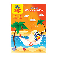 Цветная бумага мелованная А4, Мульти-Пульти, 16л., 16цв., в папке, "Приключения Енота фото Цветная бумага мелованная А4, Мульти-Пульти, 16л., 16цв., в папке, "Приключения Енота