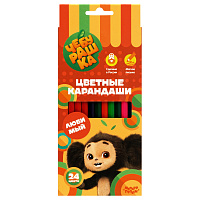 Карандаши цветные Мульти-Пульти "Чебурашка", 24цв., заточен., картон, европодвес фото Карандаши цветные Мульти-Пульти "Чебурашка", 24цв., заточен., картон, европодвес