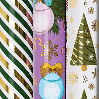 Бумага упаковочная новогодняя НАБОР 3 шт. "NY Pattern", С ЭФФЕКТАМИ, 70х100 см, ЗОЛОТАЯ СКАЗКА, 592187