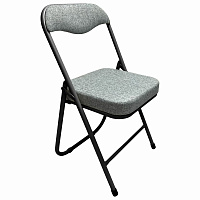 Стул складной для дома и офиса РС04К комфорт, черный каркас, рогожка светло-серая фото Стул складной для дома и офиса РС04К комфорт, черный каркас, рогожка светло-серая