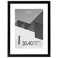Рамка 30х40 см с паспарту 21х30 см небьющаяся, багет 20 мм, пластик, BRAUBERG "New Age", черная, 391277 фото Рамка 30х40 см с паспарту 21х30 см небьющаяся, багет 20 мм, пластик, BRAUBERG "New Age", черная, 391277