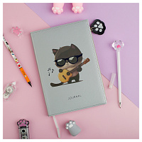 Ежедневник недатированный, А5, 136л., кожзам, MESHU "Сat melody", тон. блок, карман на молнии с брелком, закладка-ляссе фото Ежедневник недатированный, А5, 136л., кожзам, MESHU "Сat melody", тон. блок, карман на молнии с брелком, закладка-ляссе