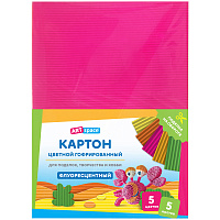 Картон цветной А4, ArtSpace, 5л., 5цв., гофрированный, флоуресцентный, в пакете фото Картон цветной А4, ArtSpace, 5л., 5цв., гофрированный, флоуресцентный, в пакете