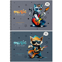 Тетрадь для нот 24л., А5, на гребне BG "Musical cats", выборочный УФ-лак, справочная информация, (гориз.) фото Тетрадь для нот 24л., А5, на гребне BG "Musical cats", выборочный УФ-лак, справочная информация, (гориз.)