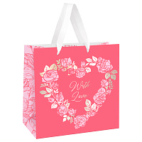 Пакет подарочный 20*20*10см MESHU "Love", матовая ламинация фото Пакет подарочный 20*20*10см MESHU "Love", матовая ламинация