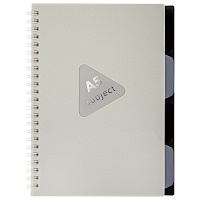 Тетрадь обложка пластик, А5 80 л., гребень, 4 съемных разделителя, клетка, BRAUBERG, бежевый, 405366