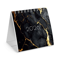 Календарь-домик настольный на гребне, 2026 г., BRAUBERG, 101х101 мм, "Black marble", 117279 фото Календарь-домик настольный на гребне, 2026 г., BRAUBERG, 101х101 мм, "Black marble", 117279