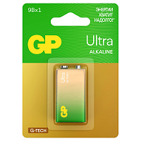 Батарейка GP Ultra G-Tech MN1604 (6LR61) Крона, алкалиновая, BC1 фото Батарейка GP Ultra G-Tech MN1604 (6LR61) Крона, алкалиновая, BC1