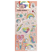 Наклейки объемные MESHU "Rainbow unicorn", 10*23см, с блестками, пакет европодвес фото Наклейки объемные MESHU "Rainbow unicorn", 10*23см, с блестками, пакет европодвес