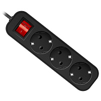 Удлинитель сетевой DEFENDER G330, 3 розетки, c заземлением, выключатель, 10А, длина 3 м, черный, 99334 фото Удлинитель сетевой DEFENDER G330, 3 розетки, c заземлением, выключатель, 10А, длина 3 м, черный, 99334