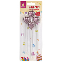 Набор свечей для торта "Сердца на длинных пиках", 4 шт., 2,5 см, ЗОЛОТАЯ СКАЗКА, в блистере, 591454 фото Набор свечей для торта "Сердца на длинных пиках", 4 шт., 2,5 см, ЗОЛОТАЯ СКАЗКА, в блистере, 591454