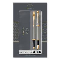 Набор Parker "IM Brushed Metal GT": ручка шариковая, 1,0мм и ручка-роллер, 1,0мм, подарочная упаковка фото Набор Parker "IM Brushed Metal GT": ручка шариковая, 1,0мм и ручка-роллер, 1,0мм, подарочная упаковка