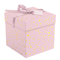 Коробка складная подарочная MESHU "Pink terrazzo", (15*15*15см), с лентой, отд фольгой фото Коробка складная подарочная MESHU "Pink terrazzo", (15*15*15см), с лентой, отд фольгой