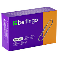 Скрепки 50мм, Berlingo, 100шт., никелированные, карт. упаковка фото Скрепки 50мм, Berlingo, 100шт., никелированные, карт. упаковка