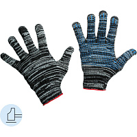 Перчатки рабочие защитные хлопковые/полиэфирные с ПВХ покрытием серые (точка, 4 нити, 10 класс, универсальный размер, 300 пар в упаковке)