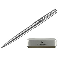 Ручка шариковая Diplomat Traveller Stainless Steel цвет чернил синий, цвет корпуса серебристый (артикул производителя D10061083) фото Ручка шариковая Diplomat Traveller Stainless Steel цвет чернил синий, цвет корпуса серебристый (артикул производителя D10061083)
