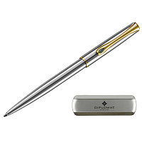 Ручка шариковая Diplomat Traveller Stainless Steel Gold цвет чернил синий, цвет корпуса серебристый (артикул производителя D10061109) фото Ручка шариковая Diplomat Traveller Stainless Steel Gold цвет чернил синий, цвет корпуса серебристый (артикул производителя D10061109)