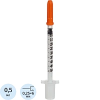 Шприц инсулиновый Micro-fine plus 0.5 мл U-100 31G (0.3x6 мм, 100 штук в упаковке) фото Шприц инсулиновый Micro-fine plus 0.5 мл U-100 31G (0.3x6 мм, 100 штук в упаковке)