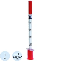 Шприц инсулиновый SFM 1 мл U-40 29G 0.33х12.7 мм (10 штук в упаковке)