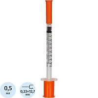 Шприц инсулиновый SFM 0.5 мл U-100 29G 0.33х12.7 мм (10 штук в упаковке)