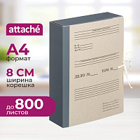 Папка архивная Дело на 4-х завязках Attache А4 80 мм картон/бумвинил до 800 листов серая складная фото Папка архивная Дело на 4-х завязках Attache А4 80 мм картон/бумвинил до 800 листов серая складная