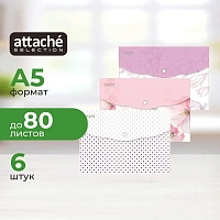 Папка-конверт на кнопке Attache Selection Flower dreams A5 180 мкм (6 штук в упаковке) фото Папка-конверт на кнопке Attache Selection Flower dreams A5 180 мкм (6 штук в упаковке)