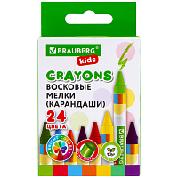 Восковые мелки BRAUBERG KIDS, НАБОР 24 цвета, 271697 фото Восковые мелки BRAUBERG KIDS, НАБОР 24 цвета, 271697