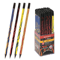 Карандаш чернографитный BRAUBERG "PREMIUM TURKEY", 1 шт., "Flame", НВ, ассорти, дисплей,181565