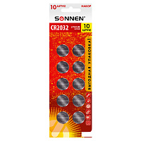 Батарейки литиевые SONNEN Lithium CR2032, "таблетки, дисковые, кнопочные", КОМПЛЕКТ 10 шт., блистер, 457143 фото Батарейки литиевые SONNEN Lithium CR2032, "таблетки, дисковые, кнопочные", КОМПЛЕКТ 10 шт., блистер, 457143