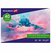 Альбом для акварели, бумага 180 г/м2, 207х297 мм, 40 л., склейка, BRAUBERG ART CLASSIC, 105929 фото Альбом для акварели, бумага 180 г/м2, 207х297 мм, 40 л., склейка, BRAUBERG ART CLASSIC, 105929