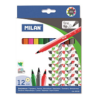 Фломастеры Milan 12 цветов с вентилируемыми колпачками фото Фломастеры Milan 12 цветов с вентилируемыми колпачками