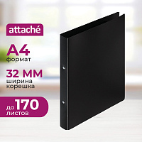Папка на 2-х кольцах Attache A4 32 мм черная до 170 листов фото Папка на 2-х кольцах Attache A4 32 мм черная до 170 листов