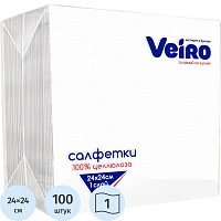 Салфетки бумажные Veiro 24х24 см белые 1-слойные 100 штук в упаковке