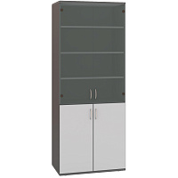 Шкаф для документов Стратегия со стеклом (серый/темно-серый, 836x435x2175 мм)