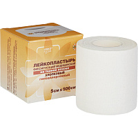 Пластырь фиксирующий Leiko plaster 5х500 см тканая основа в картонной коробке фото Пластырь фиксирующий Leiko plaster 5х500 см тканая основа в картонной коробке