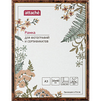 Рамка Attache А3 30x40 см пластиковый багет 14 мм коричневая/золотистая фото Рамка Attache А3 30x40 см пластиковый багет 14 мм коричневая/золотистая