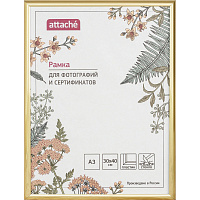 Рамка Attache А3 30x40 см пластиковый багет 14 мм золотистая фото Рамка Attache А3 30x40 см пластиковый багет 14 мм золотистая