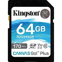 Карта памяти 64 Гб SDXC Kingston Canvas Go! Plus UHS-I U3 A2 V30 (SDG3/64Gb) фото Карта памяти 64 Гб SDXC Kingston Canvas Go! Plus UHS-I U3 A2 V30 (SDG3/64Gb)