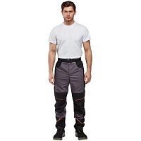 Брюки рабочие летние мужские Nайтстар Алькор со светоотражающим кантом серые/черные (размер 48-50, рост 182-188)