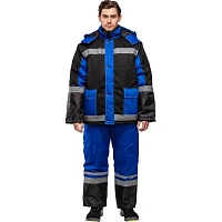 Костюм рабочий зимний мужской з39-КБР с СОП черный/васильковый (размер 52-54, рост 170-176)