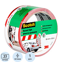 Лента клейкая для разметки 3М Scotch белая/красная 50 мм x 33 м фото Лента клейкая для разметки 3М Scotch белая/красная 50 мм x 33 м