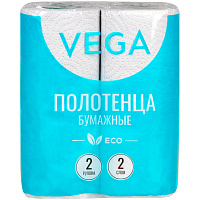 Полотенца бумажные в рулонах Vega, 2-слойные, 12м/рул., серые, 2шт. фото Полотенца бумажные в рулонах Vega, 2-слойные, 12м/рул., серые, 2шт.